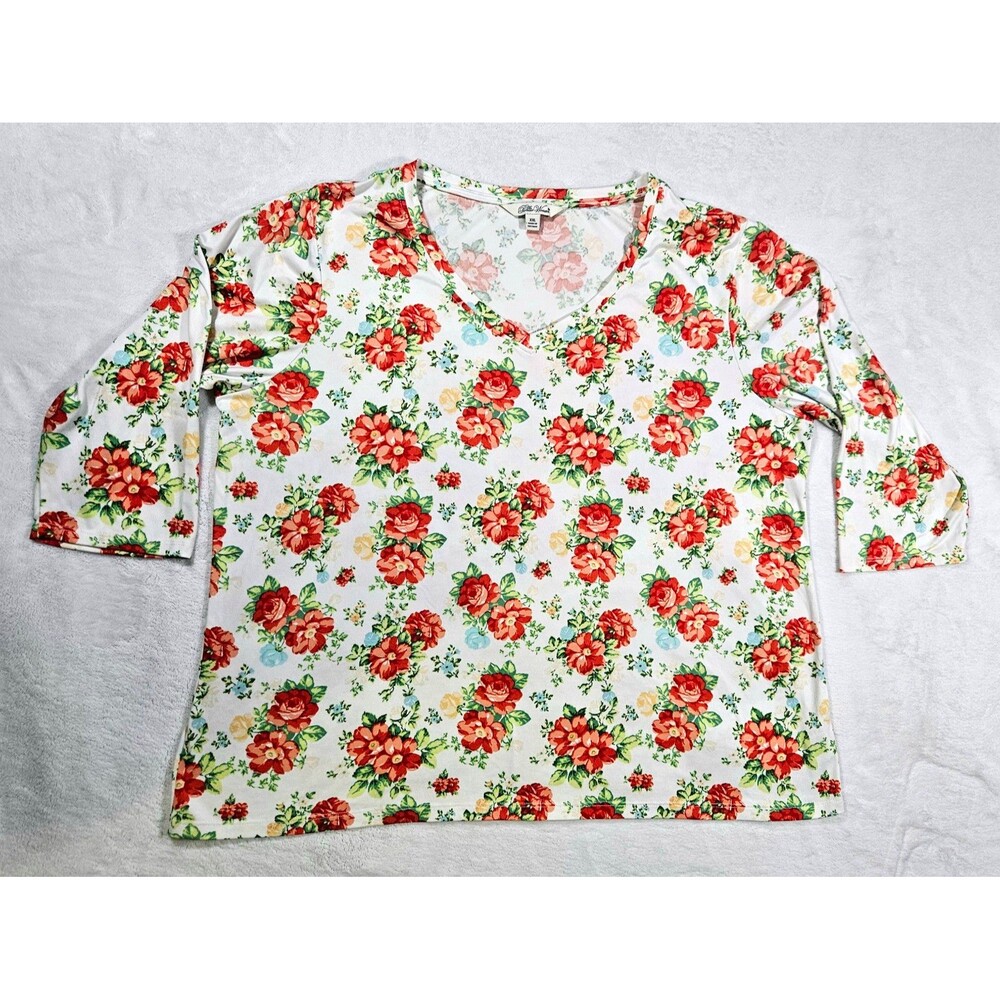 FloralThe Pioneer Woman Floral V-Neck 3/4 Sleeve Top Women’s XXL Cottagecore